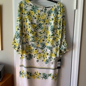 Womens Karl Lagerfeld size 8 white/green/yellow floral print dress